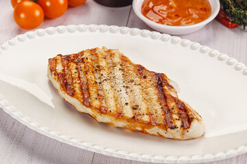 Grilled turkey fillet steak with sauce