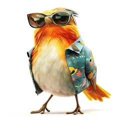 Fototapeta premium Warbler Global Fusion animal fashion cartoon isolated whitebackground 16:9