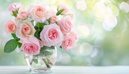 Obraz premium Pink flowers in vase on window sill, perfect floral bouquet, summer day, blurred garden background