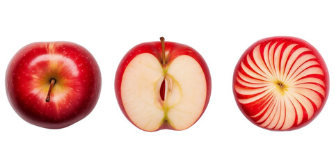 a half of red apple top view isolated on white background