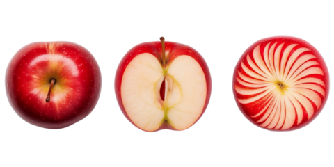a half of red apple top view isolated on white background