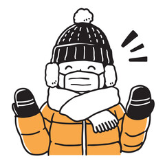 防寒対策バッチリな人単色