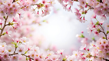 Obraz premium Sakura flowers around white background.