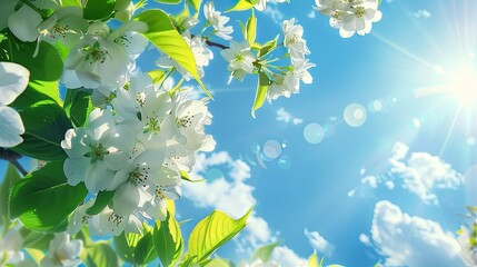 Beautiful sunny spring day with delicate blossoms and blue skies