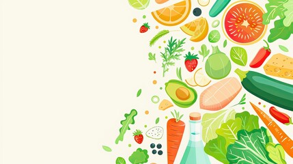 Creative background for World Food Safety Day, featuring healthy and safe food items promoting food safety