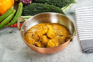 Spicy chicken masala in the bowl