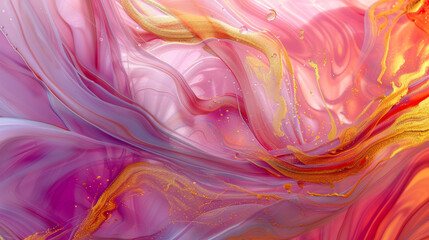 Natural luxury abstract fluid art painting in a liquid ink technique. Features a tender and dreamy wallpaper with a mixture of colors creating transparent waves and golden swirls. Ideal for posters an