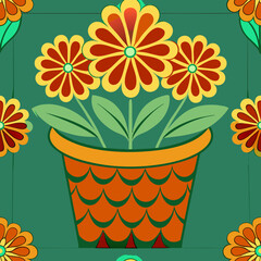 a simple flower pot with a seamless pattern