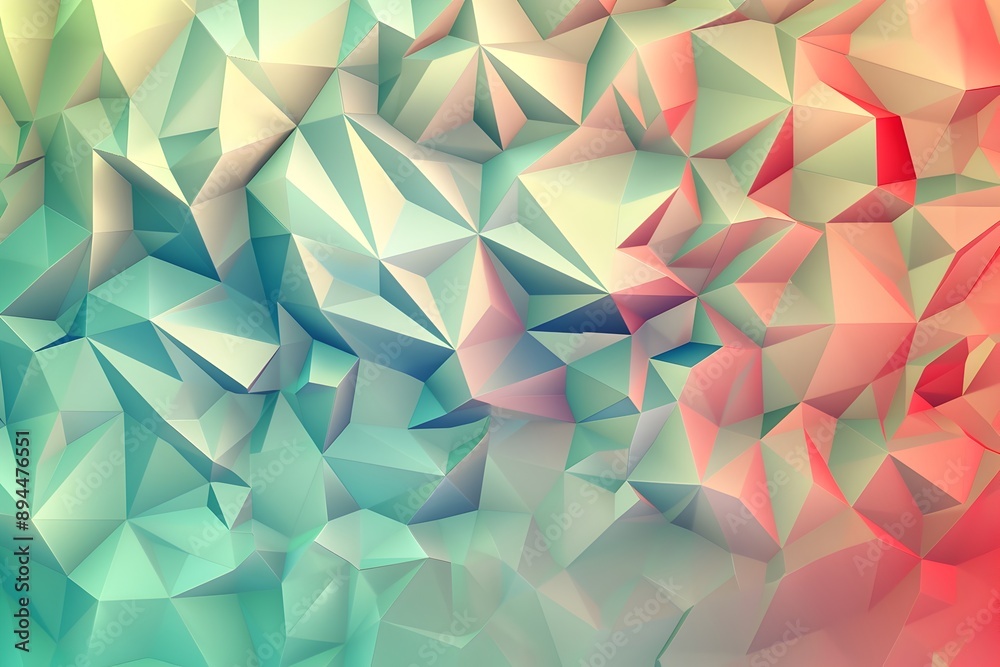 Poster a background of colorful geometric shapes in various shades, creating an abstract and vibrant patter
