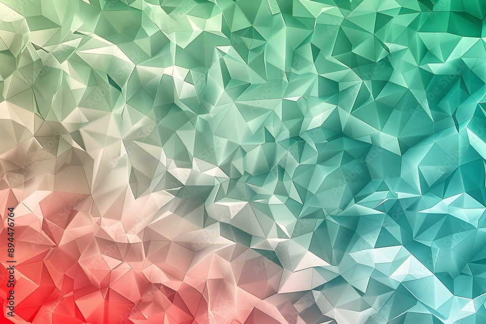 Poster a background of colorful geometric shapes in various shades, creating an abstract and vibrant patter