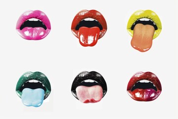 Fototapeta premium Close-up of an open mouth with a tongue sticking out. Suitable for dental or oral health concepts. Beautiful simple AI generated image in 4K, unique.