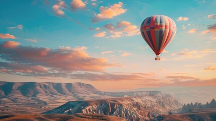 Obraz premium Colorful hot air balloons flying over the mountains