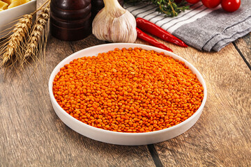 Raw red lentil for cooking