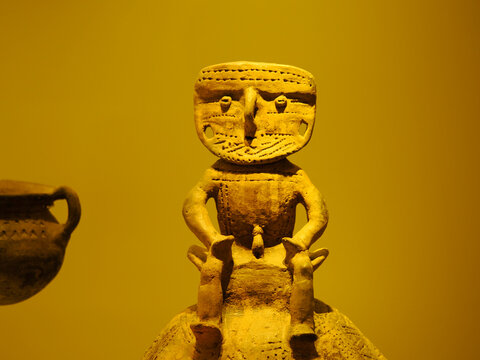 BOGOTA, COLOMBIA - JULY 3, 2024: Superb ceramic pottery artifacts on display in the Museo del Oro (Gold Museum).