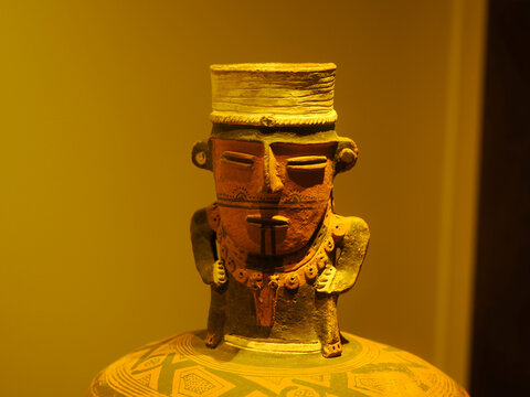 BOGOTA, COLOMBIA - JULY 3, 2024: Superb Gold artifacts on display in the Museo del Oro (Gold Museum).
