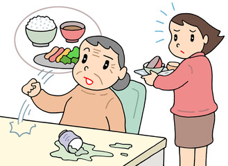 認知症のイラスト - 記憶障害・認知障害・アルツハイマー病・見当識障害