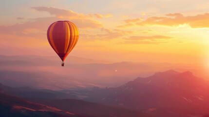 Obraz premium Colorful hot air balloons flying over the mountains