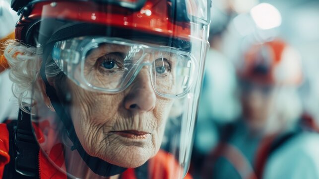 A rescue worker suited in protective gear, ready to provide assistance in an emergency, showcasing their preparedness and readiness to tackle any situation with exhaustive dedication.