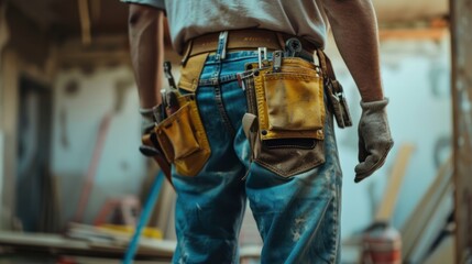 Construction Worker with Tool Belt