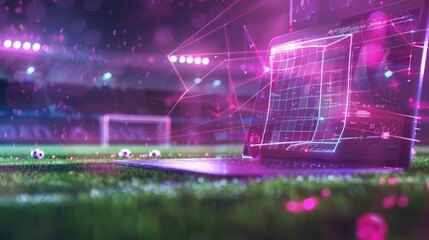 The laptop on the soccer field