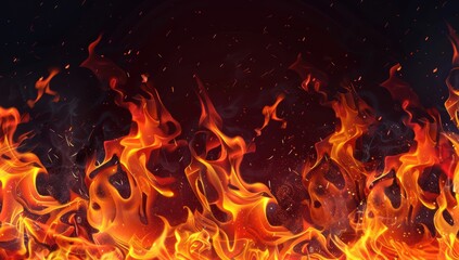 Fototapeta premium Raging fire with flames and sparks