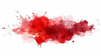Red brush stroke isolated on white background.