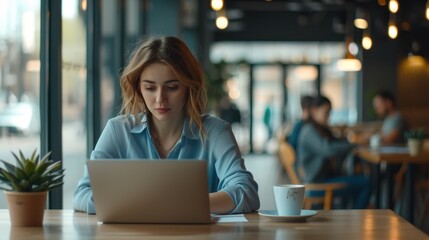 The woman working on laptop