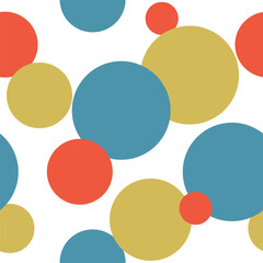 vintage color, orange yellow green blue seamless repeat circle pattern, replete image, design for fabric printing