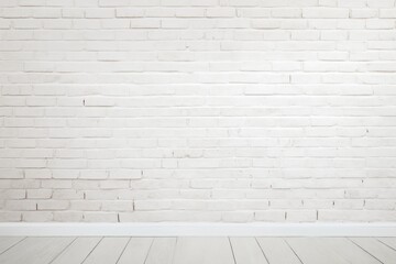 Fototapeta premium brick wall white color and wooden plank floor for background or texture