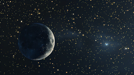 Beautiful view of galaxy, moon and stars, Background
