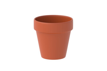 Clay flower pot isolated on white background. Gardening equipment. 3d render