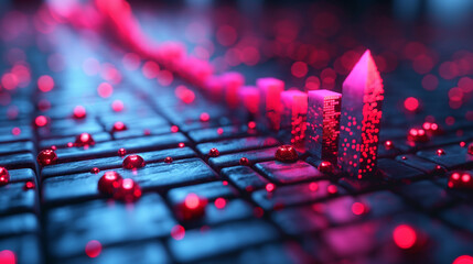 Stock Exchange scene with a vibrant red arrow pointing upward, highlighting significant financial growth and market trends.