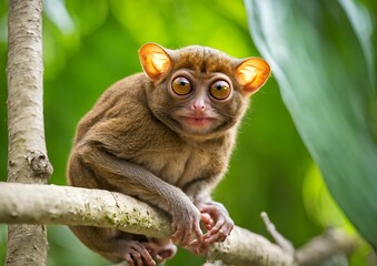 Tarsier monkey (Tarsius syrichta) in its natural jungle habitat.