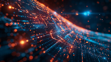 Fototapeta premium Sophisticated stock market graph on a dark blue background, showcasing financial data and trends.