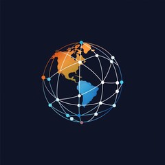 Modern globe icon with network lines representing global connectivity. Perfect for tech companies and business branding.