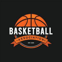 Basketball club logo, emblem, designs with ball. Sport badge vector illustration