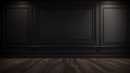 modern luxury black wall wood molding panels room background