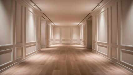 High resolution 3d interior illustration for wall art work and painting display on the wall, empty wall painting templates.