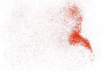 Red paprika powder isolated on white, pattern, background and texture, top view