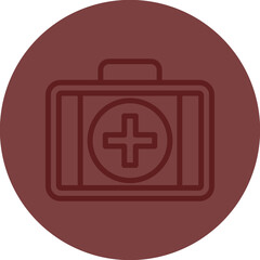 Fototapeta premium First aid kit Vector Line Maroon Circle Maroon