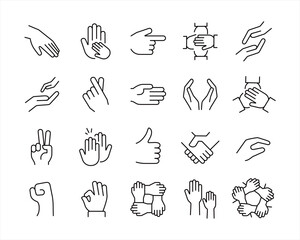 Gesture Icons - Vector Line. Editable Stroke.