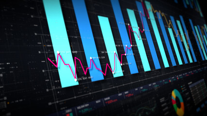 Dynamic data visuals for business info graphics, animated charts, and data-driven insights for a business meeting mock-up. Explore the world of trading, stock exchanges, and crypto