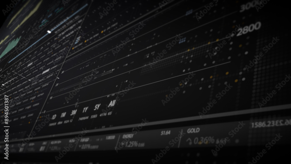Poster Dynamic data visuals for business info graphics, animated charts, and data-driven insights for a business meeting mock-up. Explore the world of trading, stock exchanges, and crypto
