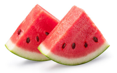 Watermelon and water melon slices isolated on white background. File contains clipping path.