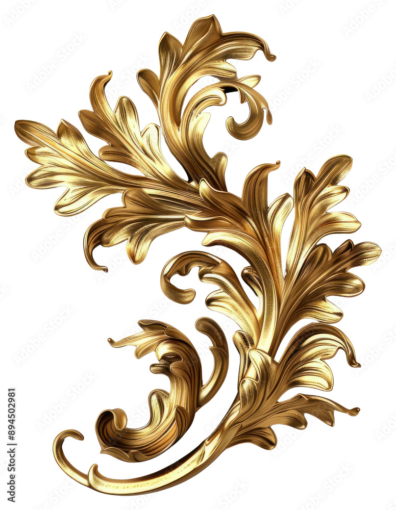 Wall mural png elegant golden ornamental leaf design