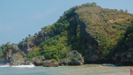 Coral hills on the edge of Ngrenehan beach in the Special Region of Yogyakarta, Indonesia