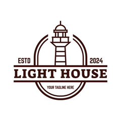 Lighthouse Design Element in Vintage Style for Logo or Badge Retro vector illustration. Vector illustration.