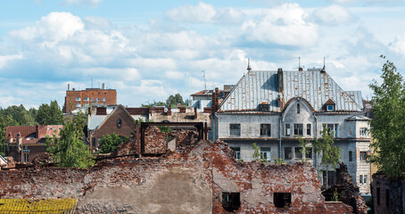 Obraz premium cityscape, urban skyline, view of the roofs of old houses