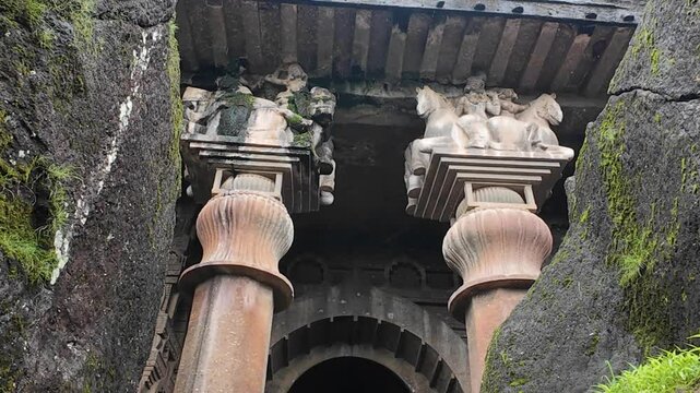 Entrance to the Chaitya Hall,  Bedse Cave, Maval taluka, Pune, Maharashtra