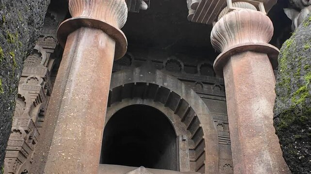 Entrance to the Chaitya Hall,  Bedse Cave, Maval taluka, Pune, Maharashtra